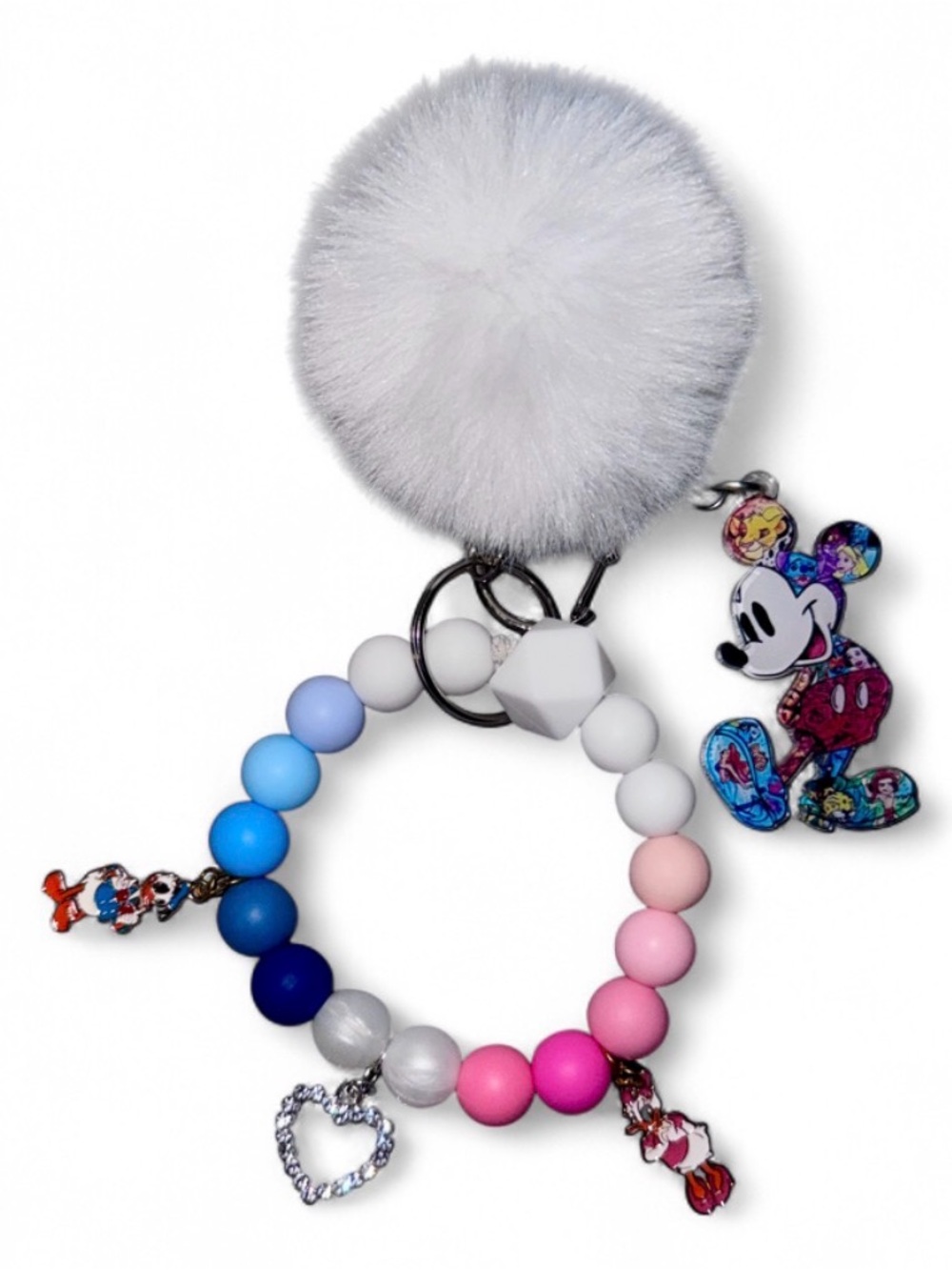 Silicone Beaded Keychain Wristlet Women’s Cute Key Ring Purse Bag Charm NWT